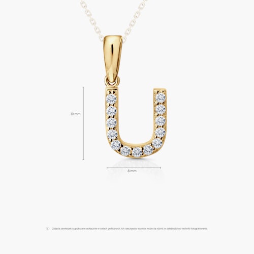 Zawieszka Litera U SAVICKI: złota, cyrkonie